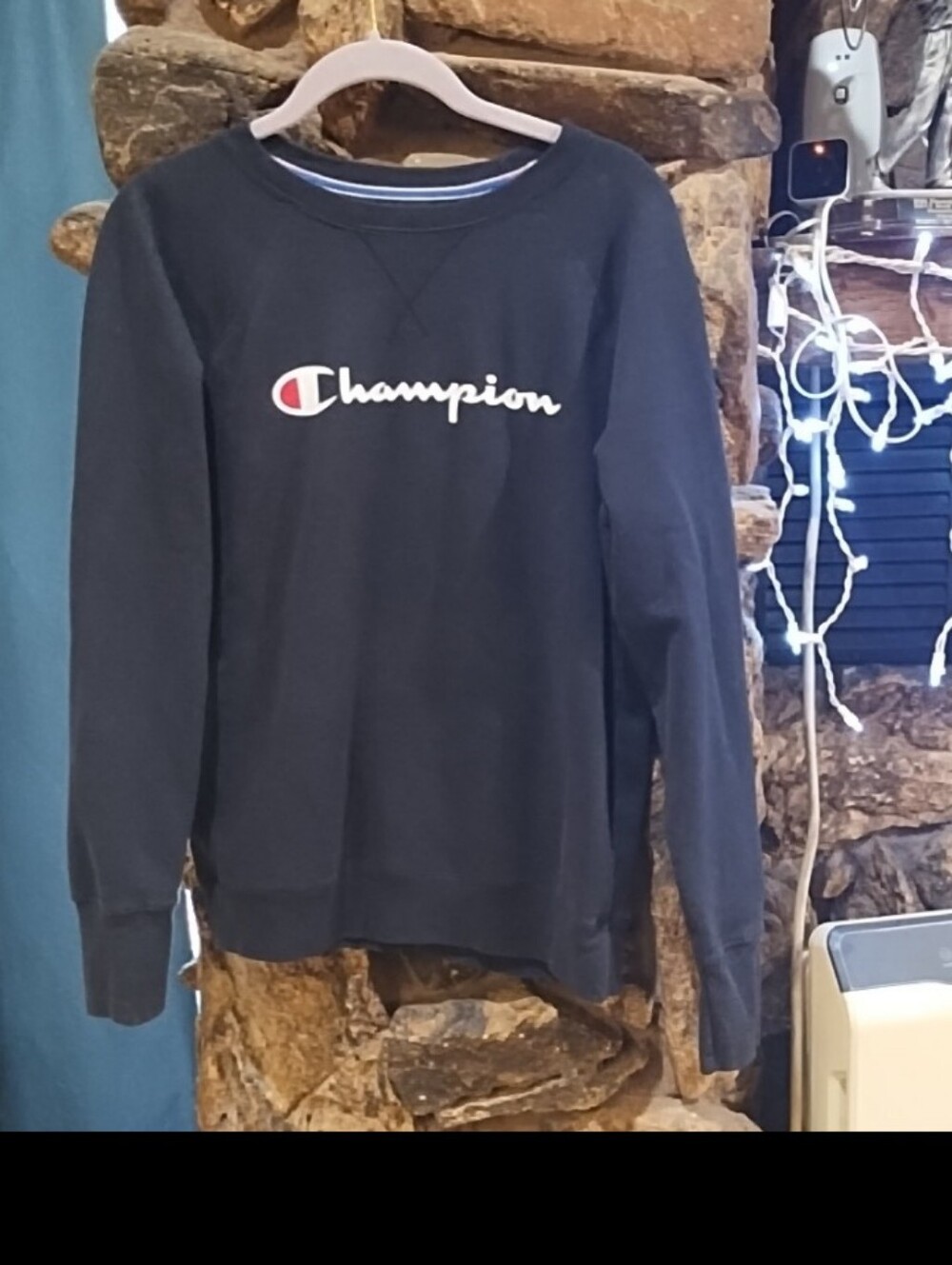 Champion Women's Black Logo Crewneck Sweater